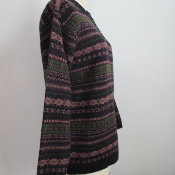 Wool Sweater Tunic Length Henley Neckline Button Front Jewel Tones Scandi Style - Picture 3 of 10